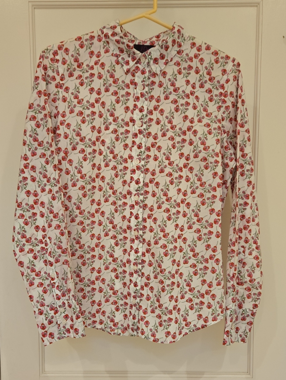 J. Crew Liberty Fabric Button-Up Shirt with Red Poppy Print
